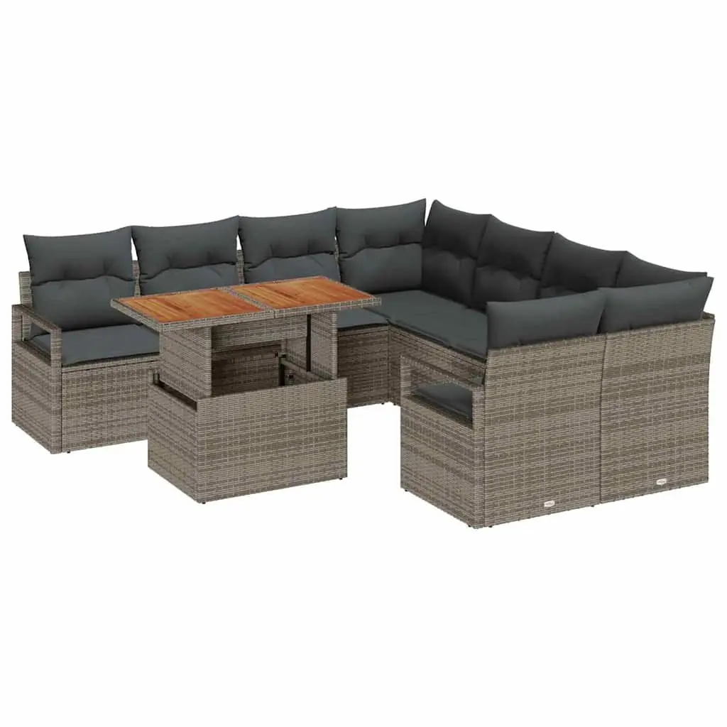 9-Piece Grey Garden Sofa Set