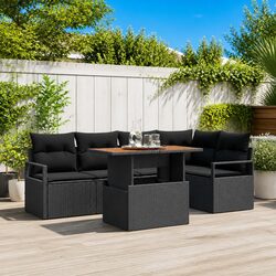 Specifications of 6-Piece Black Poly Rattan Sofa Set