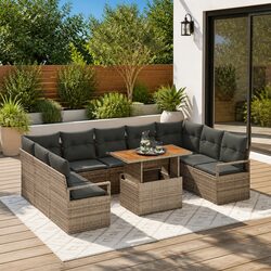 10-Piece Grey Rattan Sofa Set Specifications and Details