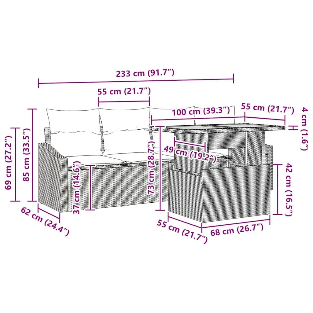 5 Piece Modular Outdoor Sofa Set