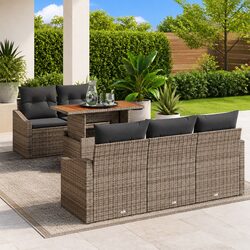 Specifications of 6-Piece Grey Outdoor Sofa Set with Storage
