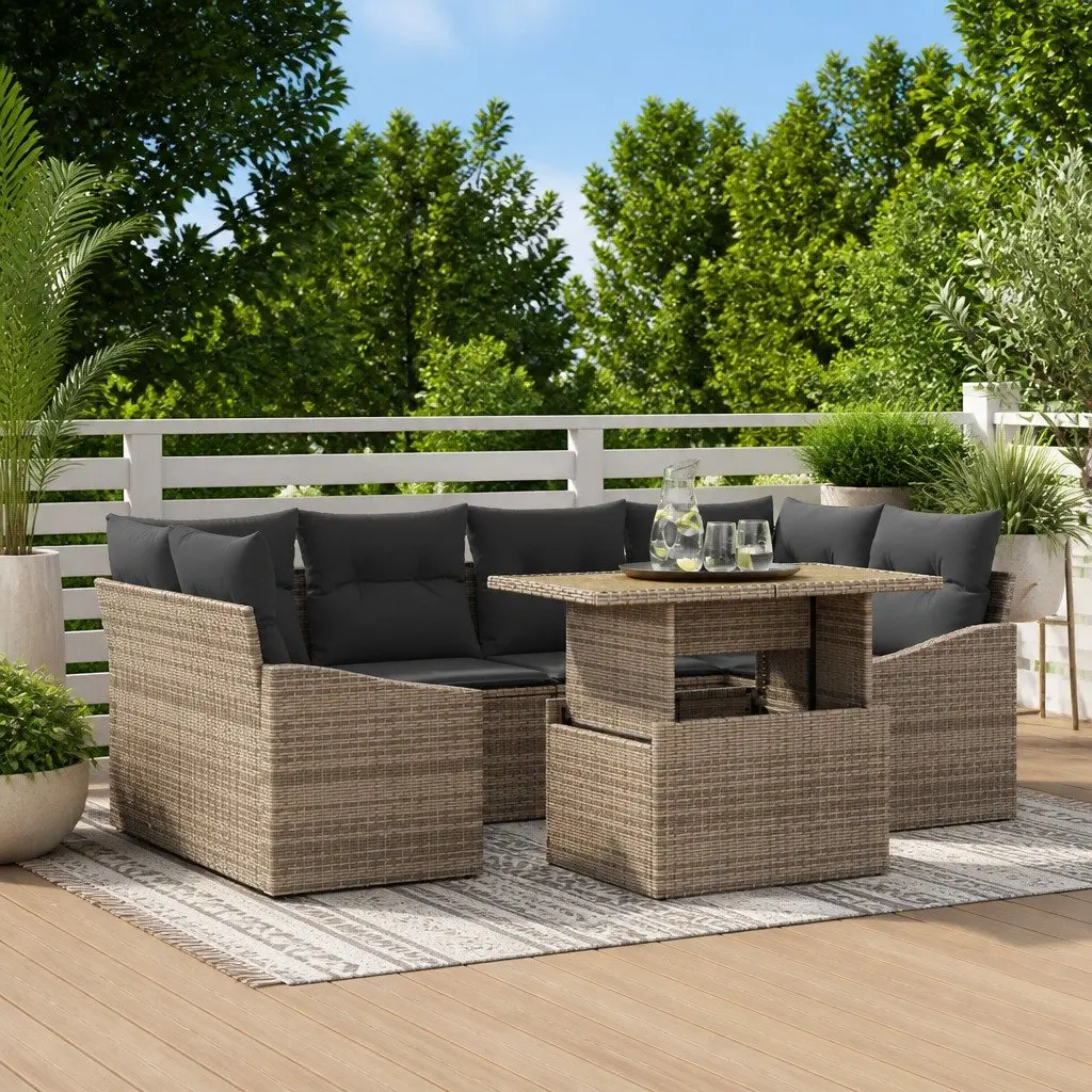 Garden Sofa Set Outdoor Furniture Modular Seating 7 Pieces Grey