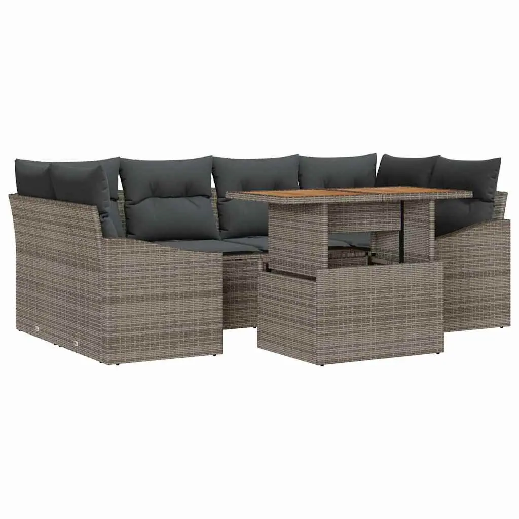 Garden Sofa Set Outdoor Furniture Modular Seating 7 Pieces Grey