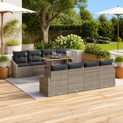 9-Piece Modular Garden Sofa Set in Grey Poly Rattan