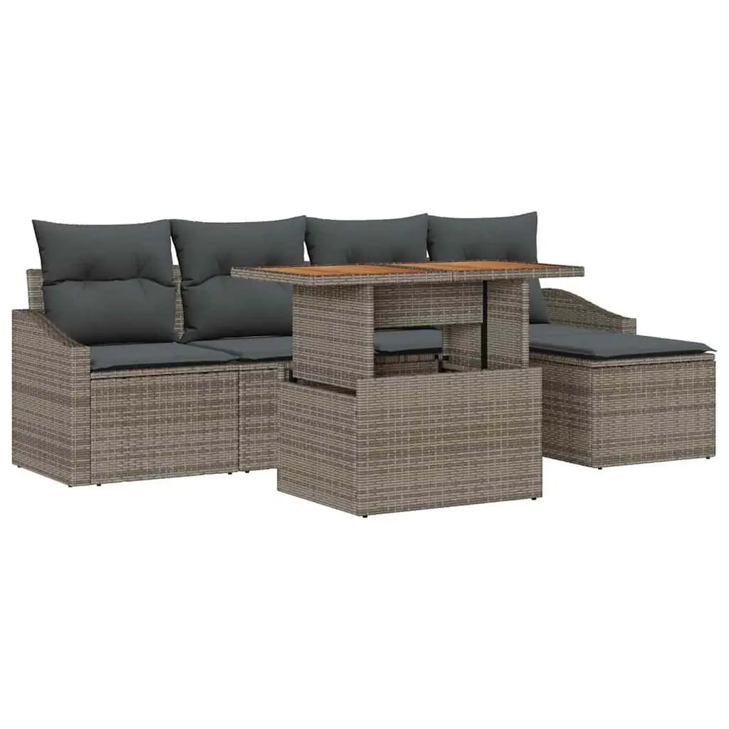 6-Piece Grey Modular Sofa Set with Storage
