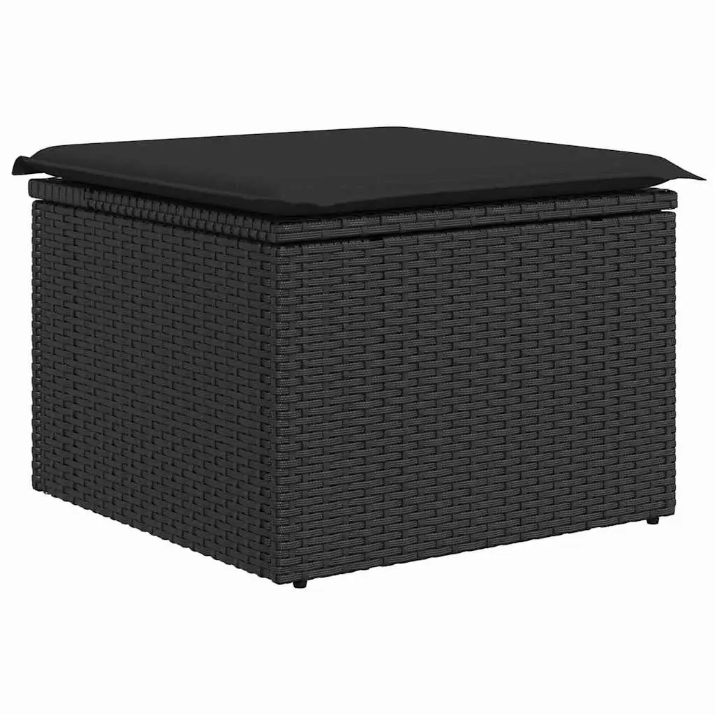 Garden Sofa Set 6 Piece Outdoor Furniture with Storage Black Poly Rattan Modular