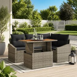 5-Piece Modular Garden Sofa Set: Grey Outdoor Furniture