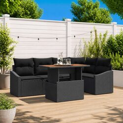 6-Piece Modular Outdoor Furniture Set - Black Rattan