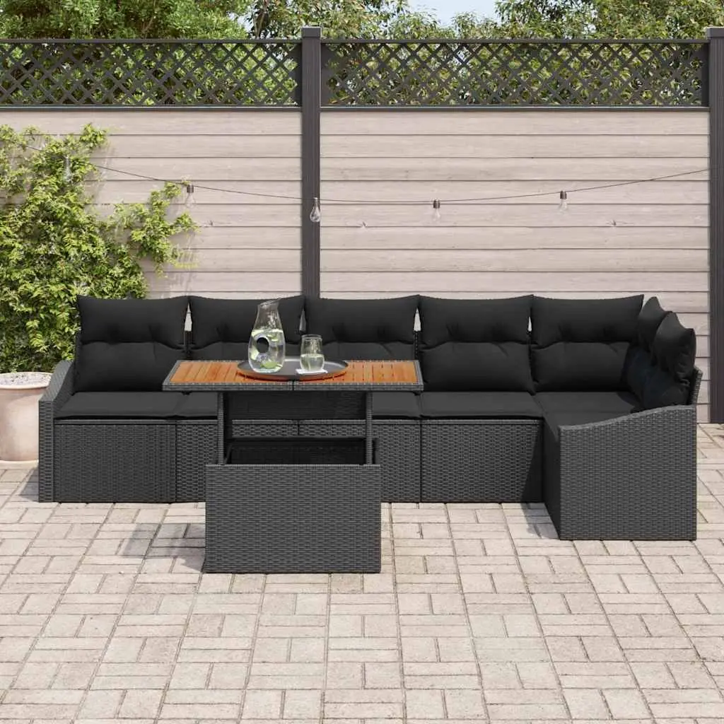 Garden Sofa Set 7 Piece Modular Outdoor Furniture Black Poly Rattan with Storage