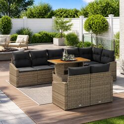 Specifications of 9-Piece Grey Garden Sofa Set with Storage