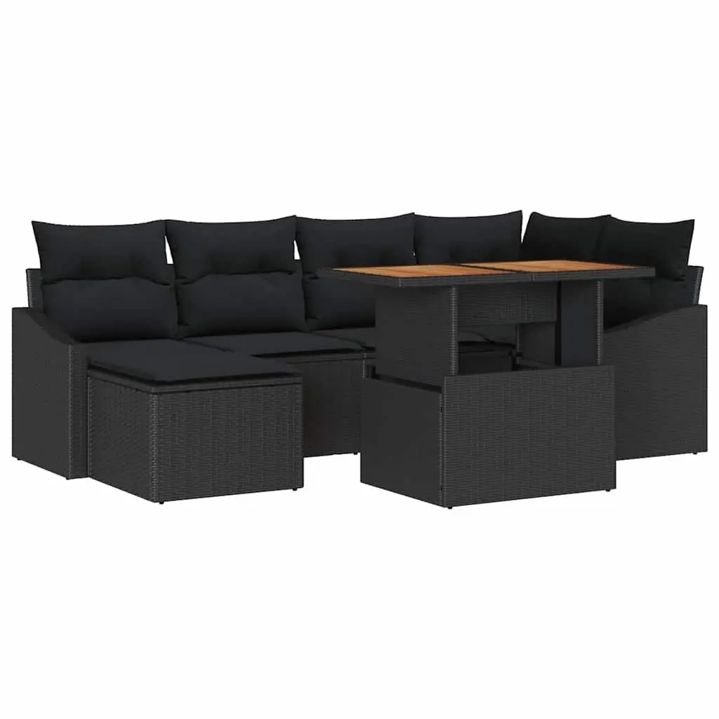 7pcs Black Garden Sofa Set