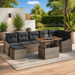 8-Piece Modular Grey Sofa Set with Storage Features