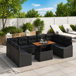 Garden Sofa Set 10 Piece Outdoor Furniture Modular Sectional with Storage Black