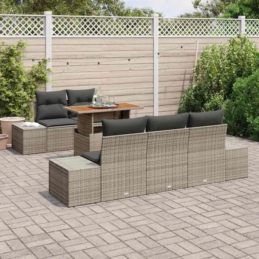 Garden Sofa Set Modular Outdoor Furniture 6 Pieces Grey