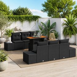 Garden Sofa Set - 7 Pieces, Poly Rattan with Storage