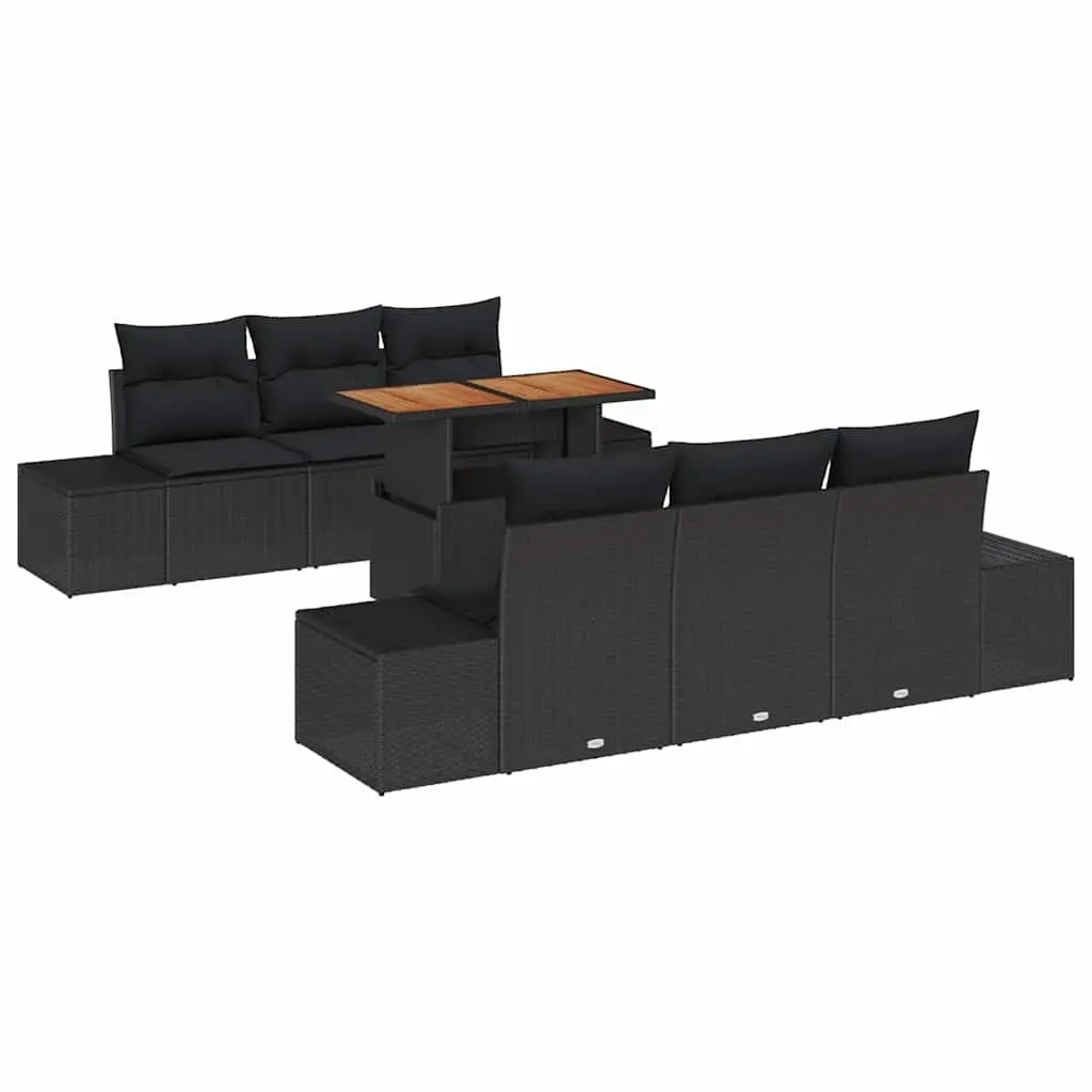 Garden Sofa Set Outdoor Furniture Modular Seating 7 Pieces Black