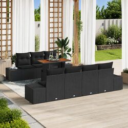 Specifications of 8-Piece Black Modular Garden Sofa Set