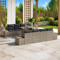 9-Piece Garden Sofa Set Modular Design with Storage Grey