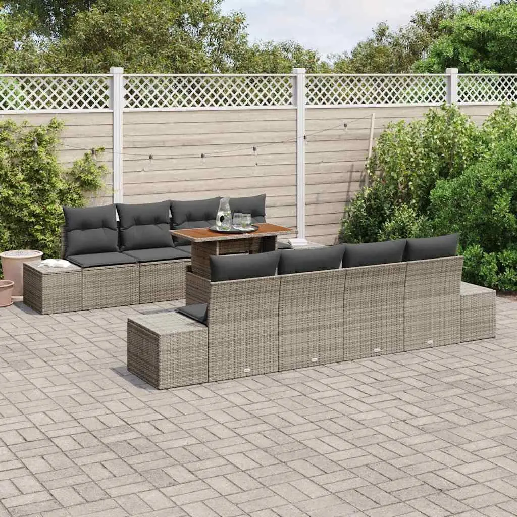 Garden Sofa Set Outdoor Furniture 9 pcs Modular Lounge Seating with Storage Grey