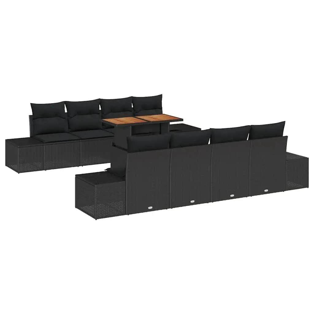 Outdoor Garden Sofa Set 9 Piece Modular Lounge Poly Rattan Black