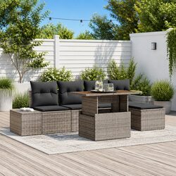 6-Piece Garden Sofa Set: Grey Poly Rattan Furniture