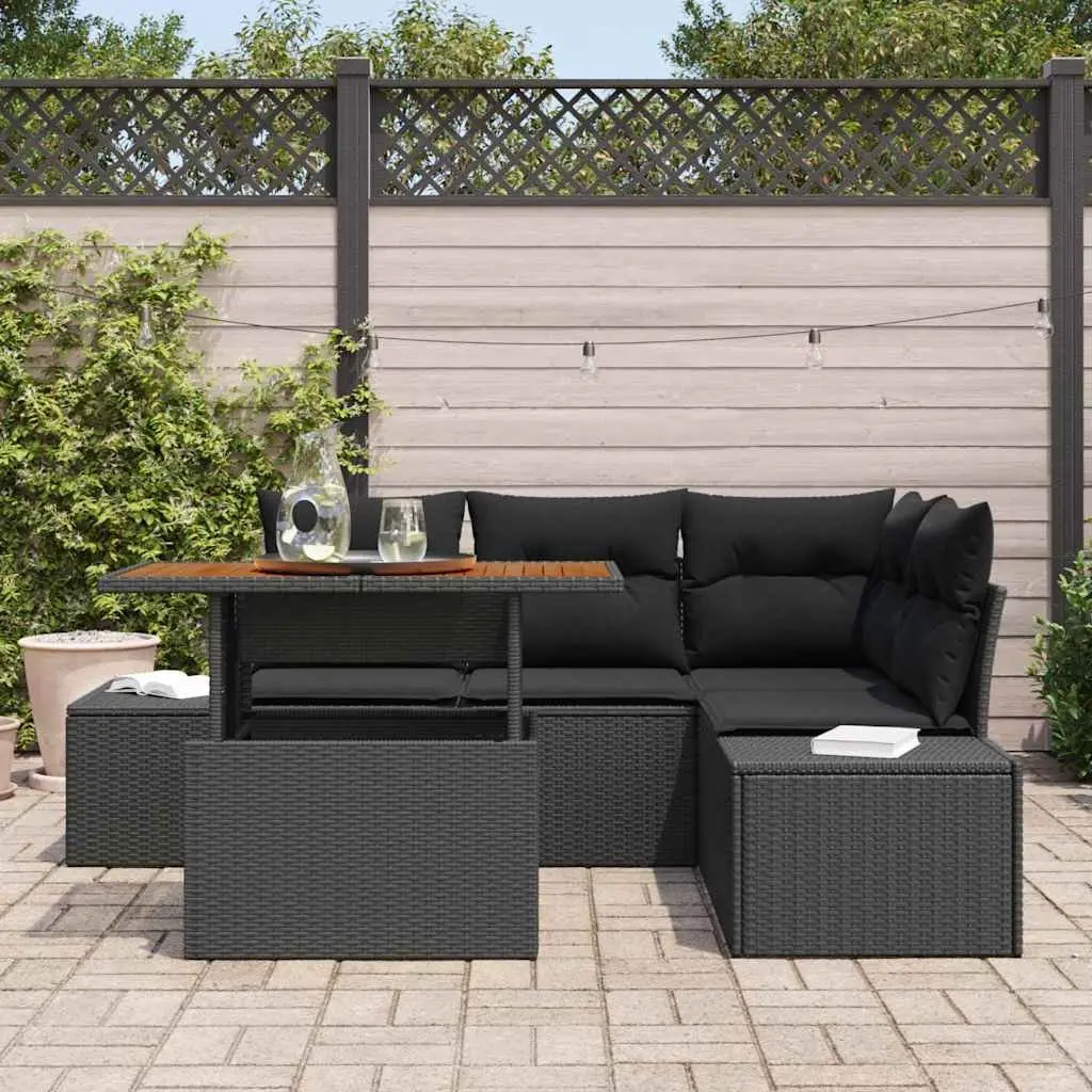 5-Piece Modular Rattan Sofa Set with Storage