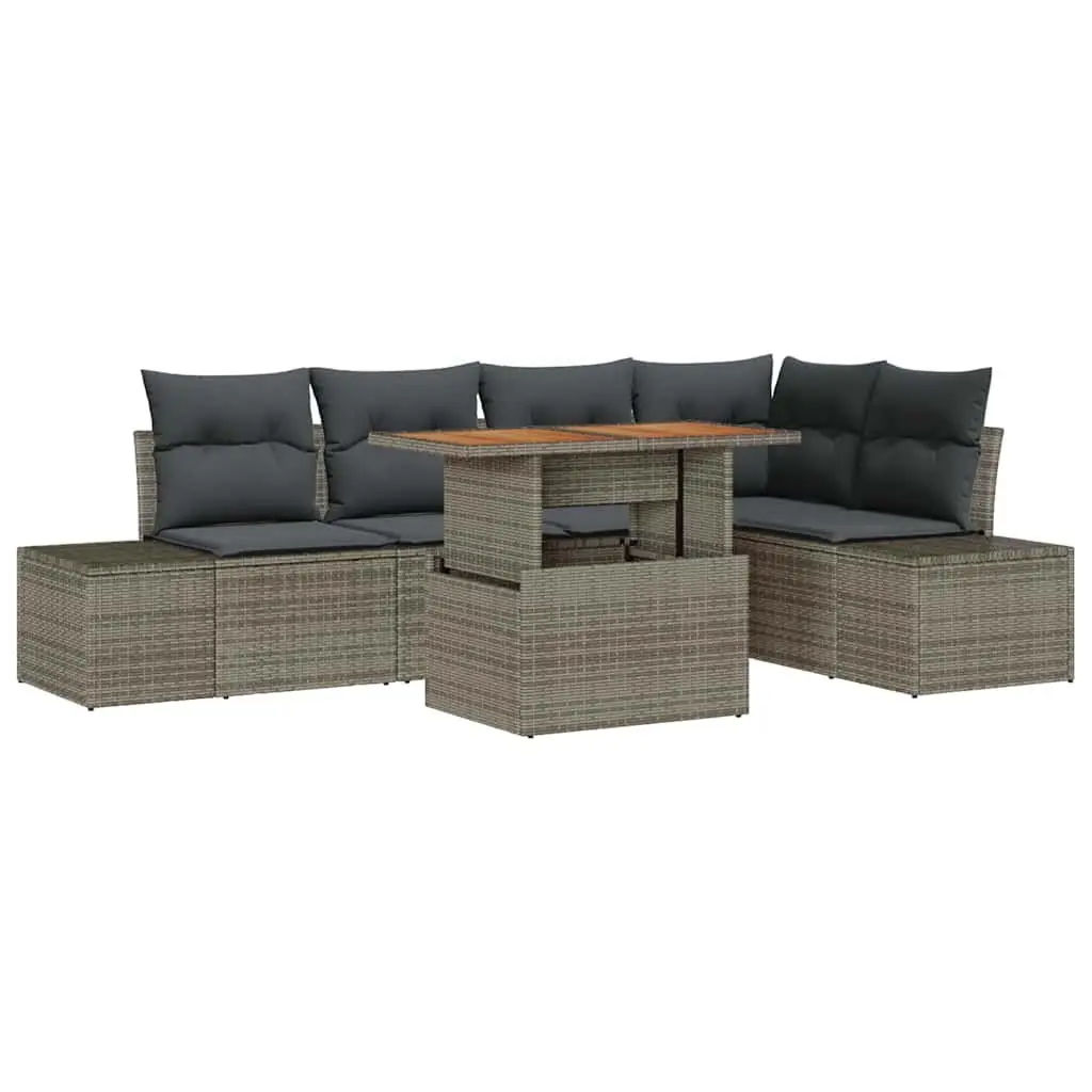 Garden Sofa Set 6 Piece Outdoor Use Grey Poly Rattan Modular Storage