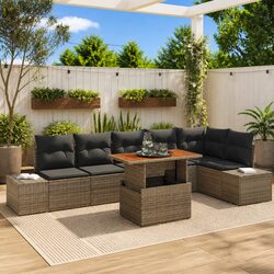 7-Piece Modular Garden Sofa Set: Grey Poly Rattan Construction