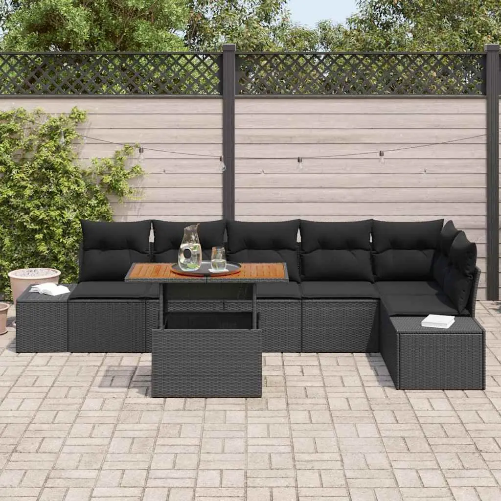 Garden Sofa Set 7 Pieces Outdoor Patio Modular Black
