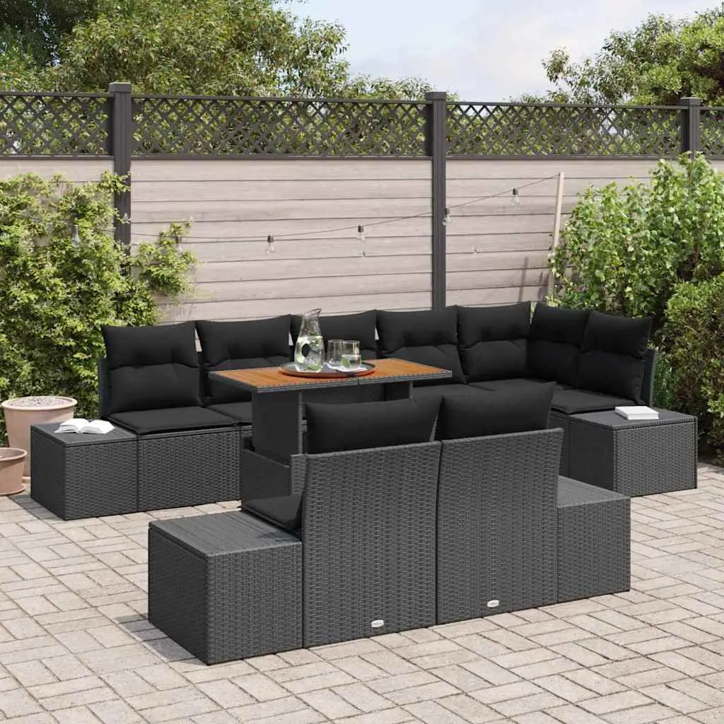 Garden Sofa Set 9 Piece Outdoor Furniture Modular Rattan Lounge with Storage