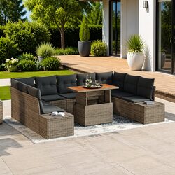 Specifications for 10-Piece Grey Modular Outdoor Sofa Set