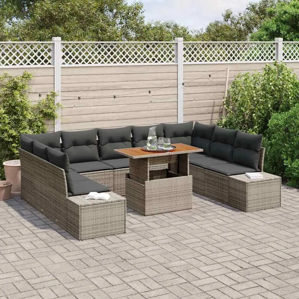 10-Piece Grey Modular Outdoor Sofa Set