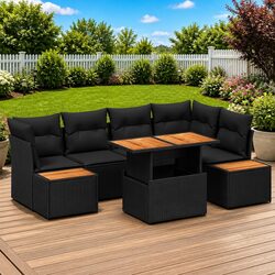 10-Piece Garden Sofa Set with Storage Outdoor Patio Furniture Black Modular