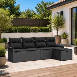 Specifications of a 5-Piece Outdoor Sofa Set in Black