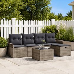 Specifications of 6-Piece Grey Poly Rattan Sofa Set