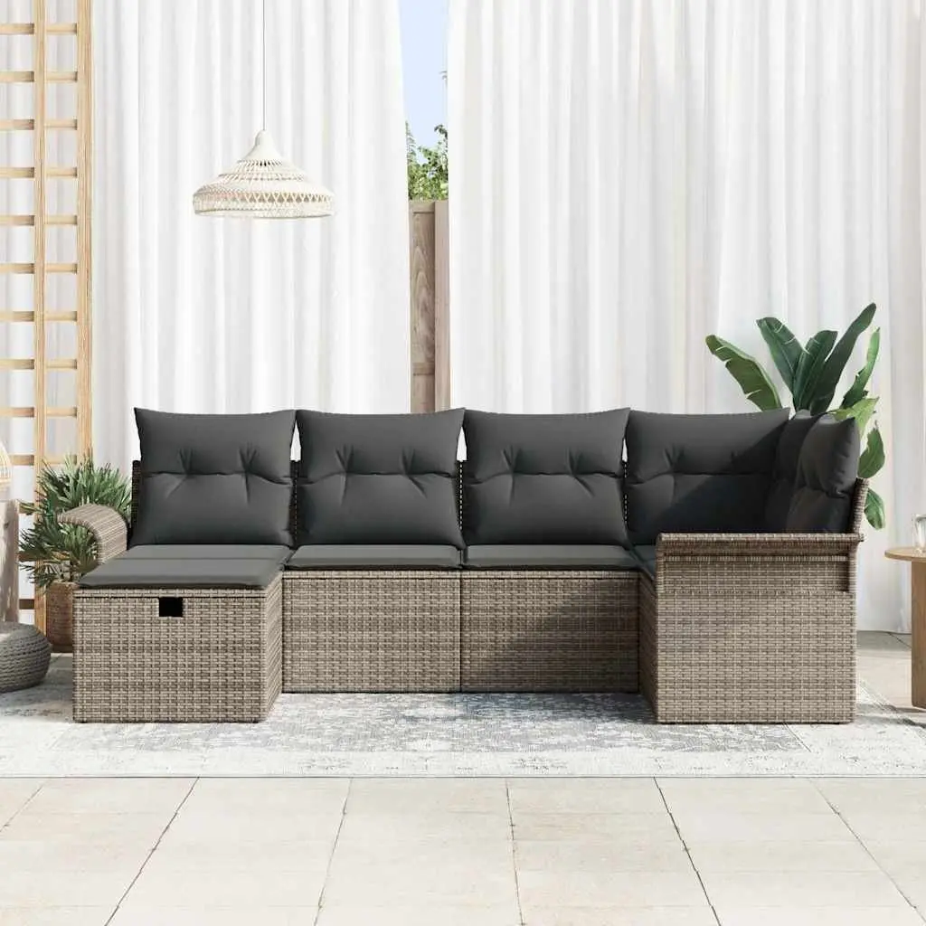 6-Piece Grey Outdoor Garden Sofa Set