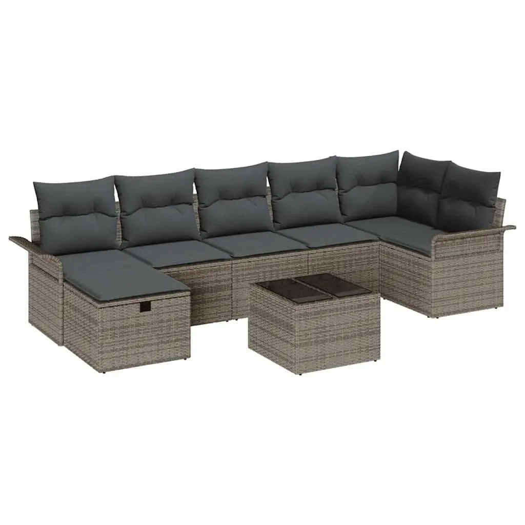 Modular Garden Sofa Set for Outdoor Use 8 Piece Grey Poly Rattan