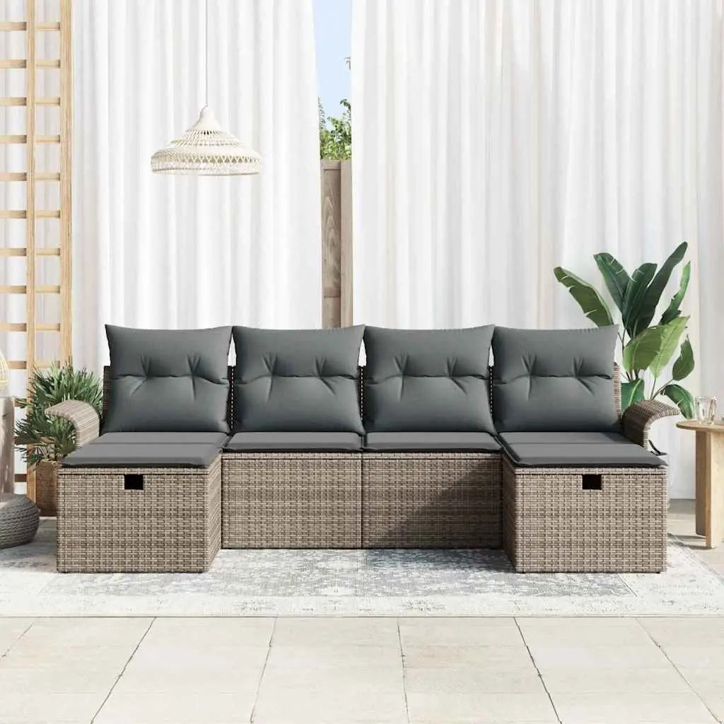 Grey 6-Piece Modular Garden Sofa Set