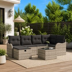 Garden Sofa Set Specifications: 7 Modular Pieces in Grey
