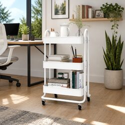 3-Tier Trolley: 43 x 34 x 79 cm Steel Organiser
