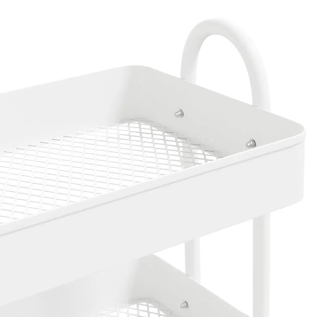 White Steel 3 Tier Trolley Mobile Cart Kitchen Office Organiser with Wheels 43x34x79cm