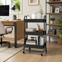 3-Tier Anthracite Steel Trolley - Dimensions & Specs