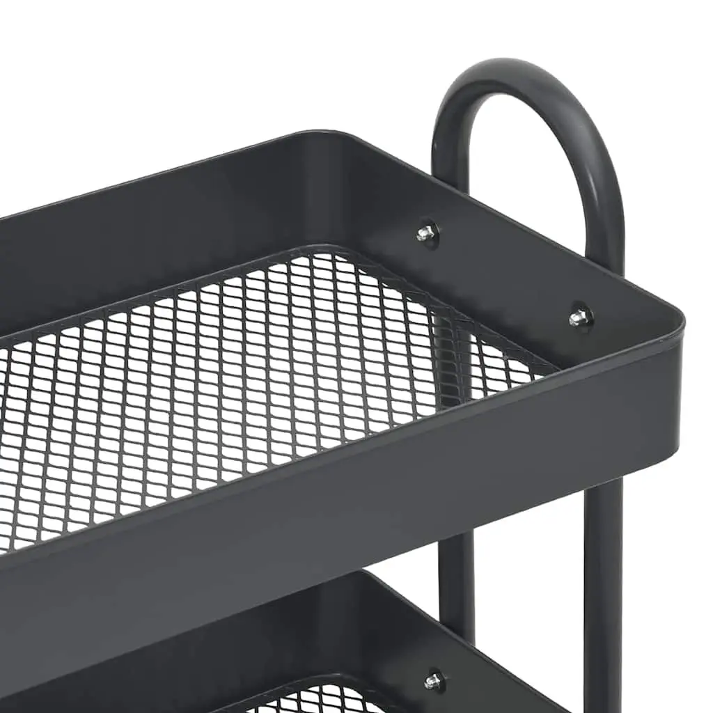 3-Tier Storage Trolley Anthracite Steel Kitchen Office Organiser Mobile Cart