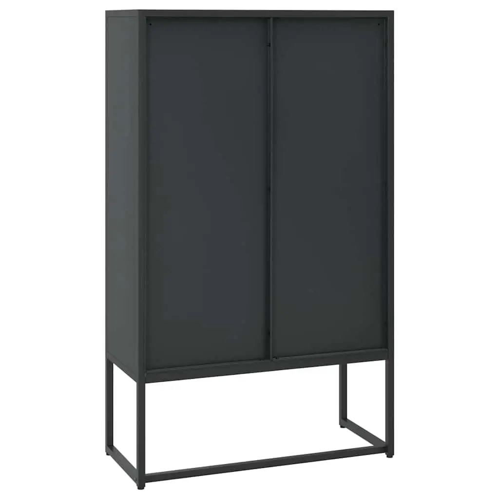 Storage Highboard Cabinet Black 6 Door Shelving Unit Cupboard Display Locker