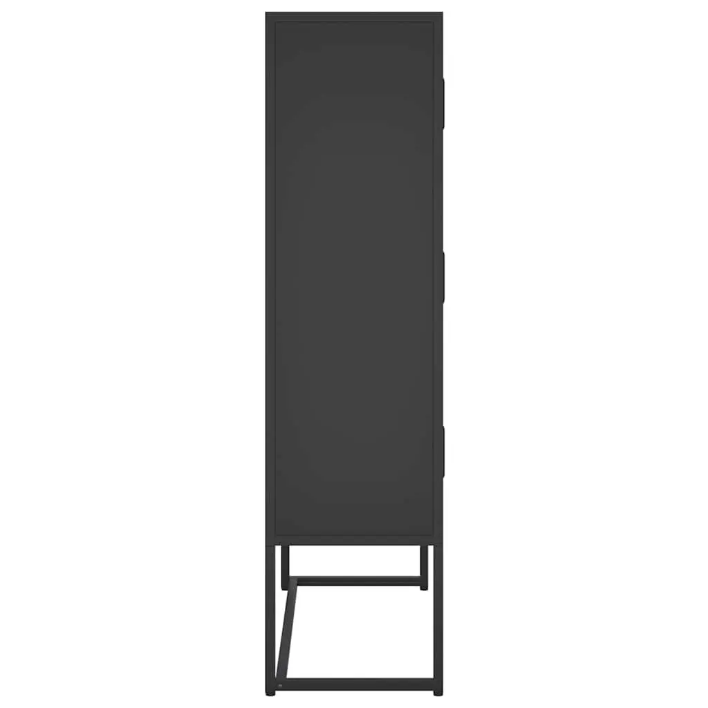 Storage Highboard Cabinet Black 6 Door Shelving Unit Cupboard Display Locker