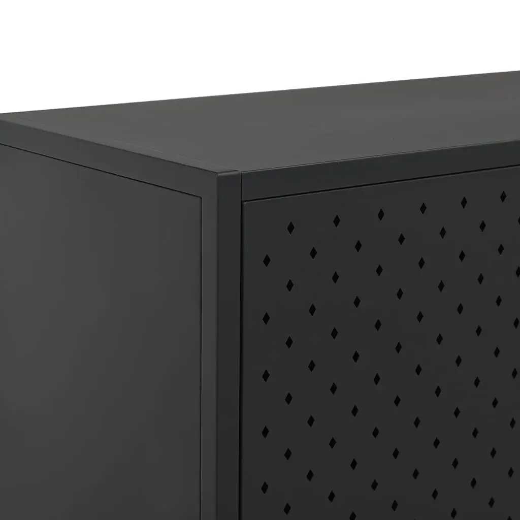 Storage Highboard Cabinet Black 6 Door Shelving Unit Cupboard Display Locker