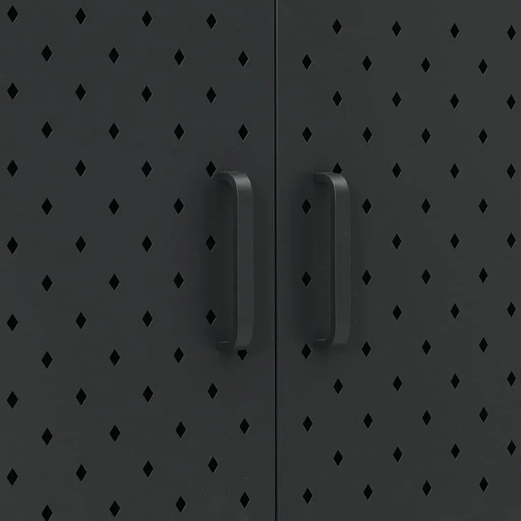 Storage Highboard Cabinet Black 6 Door Shelving Unit Cupboard Display Locker