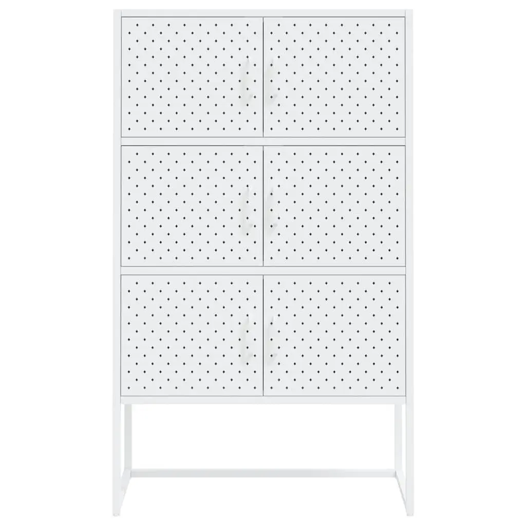 Storage Highboard Cabinet for Home 80W x 35D x 135H cm White Steel