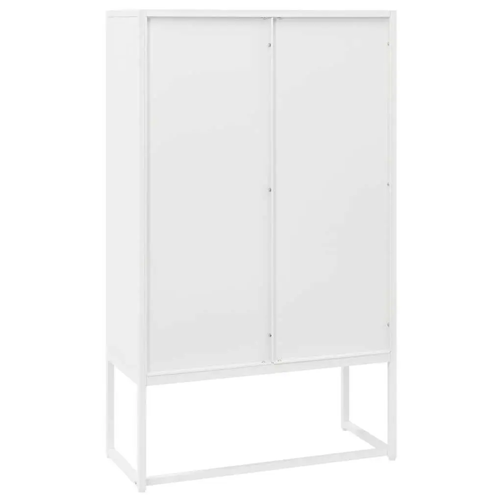 Storage Highboard Cabinet for Home 80W x 35D x 135H cm White Steel