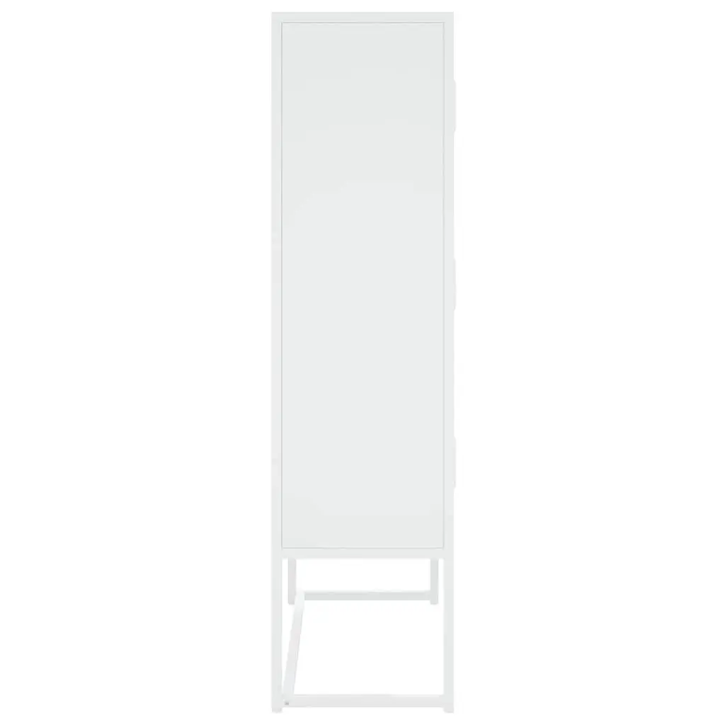 Storage Highboard Cabinet for Home 80W x 35D x 135H cm White Steel